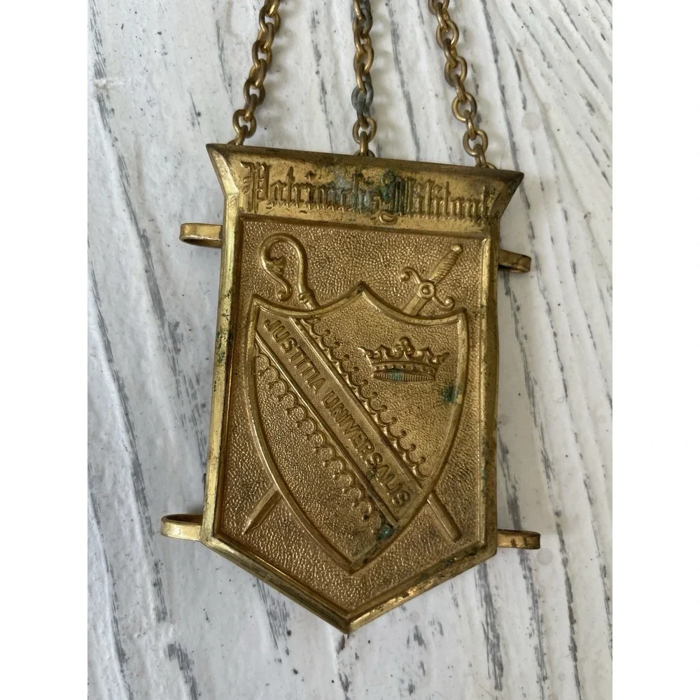 Vtg Fraternal Society  Sword Belt Hanger Gold Tone Chain & Medals Regalia Lot